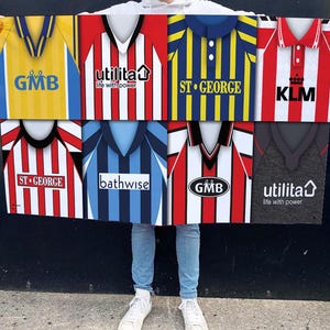 Brentford Retro Shirt Montage Football Flag High Quality 5ft x3ft Brentford Flag For Bees Fans Man Cave Classic Kits