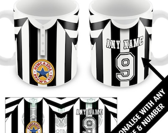 Kit chemise rétro maison Newcastle Utd 1996 Mug personnalisé Grand cadeau de Noël Ajoutez n'importe quel nom et numéro