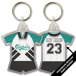 Liverpool Away 1993 Retro Shirt Kit Personalised Keyring Key Ring Key Chain Great Christmas Gift Add Any Name & Number