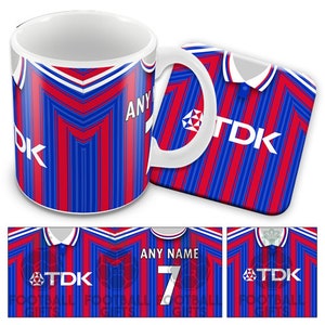 Crystal Palace 1996 Retro Home Shirt Kit Personalised Mug Cup And Coaster Set Great Christmas Gift Add Any Name & Number