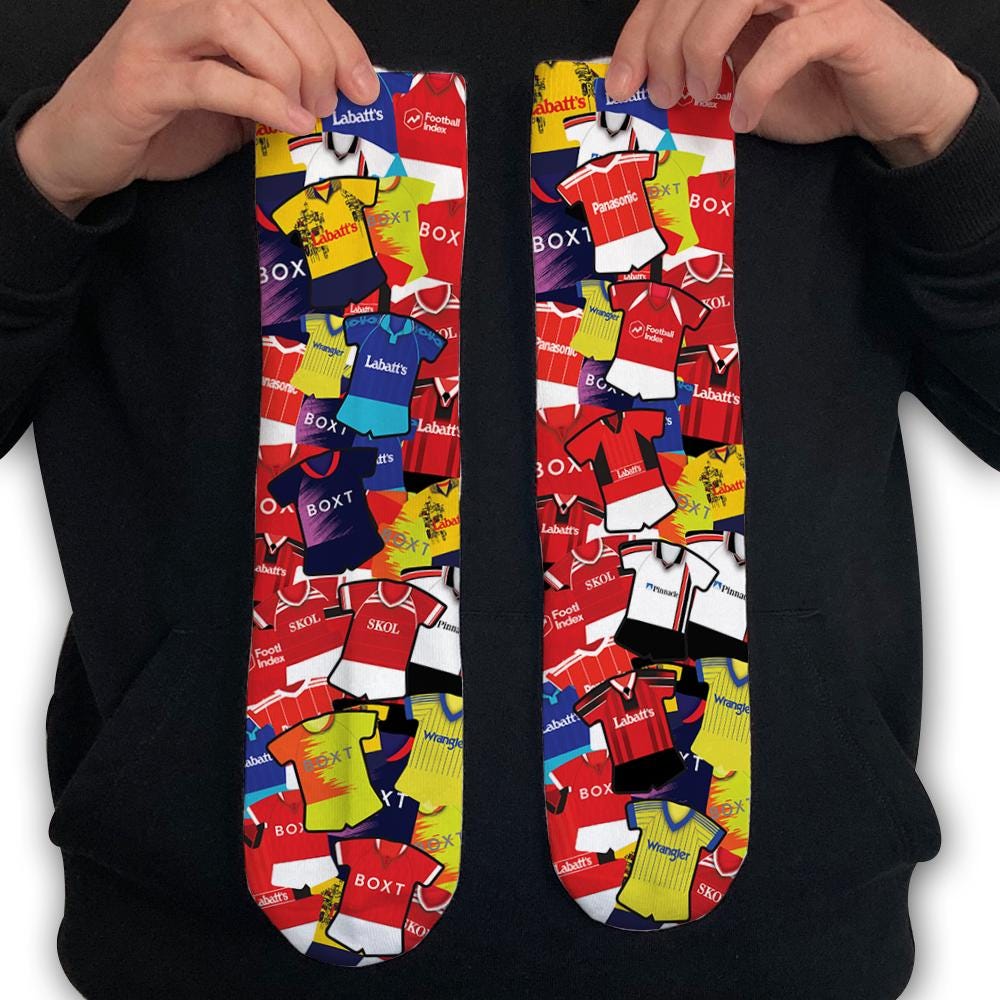 Forest Retro Shirt Classic Kits Mash Up Printed Socks Great Christmas Gift Nottingham Forest Nottm Unofficial