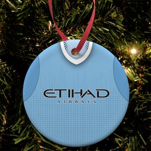 City 2012 Retro Home Shirt Kit Christmas Tree Decoration Bauble Flat Ceramic Great Christmas Gift Manchester Man