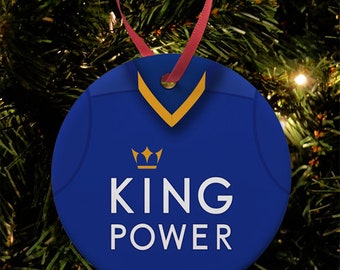 Leicester Home 2015 Retro Shirt Kit Christmas Tree Decoration Bauble Flat Ceramic Great Christmas Gift