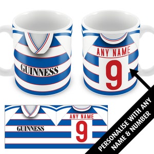 QPR Home 1984 Kit maglietta retrò Tazza tazza personalizzata Ottimo regalo di Natale Aggiungi qualsiasi nome e numero