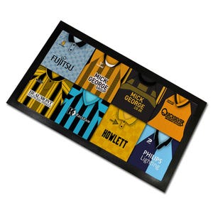 Cambridge United Classic Shirts Retro Home & Away Shirts Kit Montage Bar Runner Great Christmas Gift Printed In The UK Football Gifts
