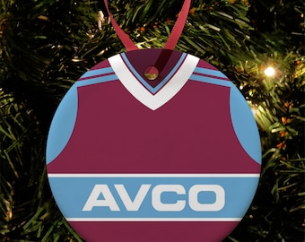 West Ham 1984 Retro Home Shirt Kit Christmas Tree Decoration Bauble Flat Ceramic Great Christmas Gift Hammers