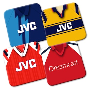 Arsenal Set 2 Retro Shirts Kits 4 Pack Of Printed Hardboard Coasters Great Gift Football Gifts