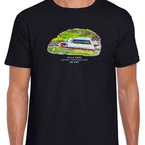 Aston Villa Around The Grounds Villa Park Water Colour Black T-Shirt | Great Gift For Villa Fans | Adults & Kids Sizes | Football Gifts