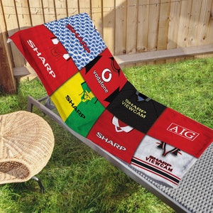 Utd Retro Shirt Classic Kits Shirts Montage Beach Towel Top Quality Great Gift Unofficial Perfect For Summer Holidays Manchester