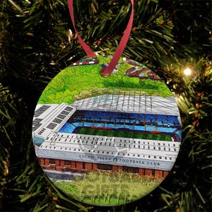 Aston Villa Around The Grounds Villa Park Water Colour Christmas Tree Decoration Bauble Flat Ceramic Great Christmas Gift For Fans