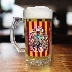Bradford City Promotion 2024-25 We are Going Up Beer Glass Top Quality Gift 16oz&#39; Bradford Players Beer Stein Cup Great Fans Xmas Gift
