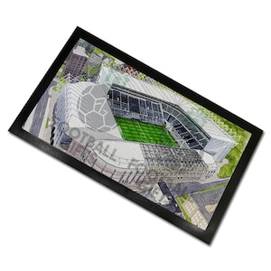 Newcastle Around The Grounds St James Park Water Colour Bar Runner Mat Great Fans Christmas Gift Printed In The UK Football Gifts