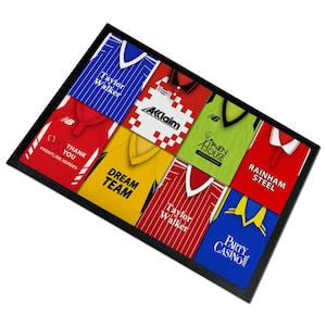 Felpudo Leyton Orient Retro Kits Montage, varios tamaños a elegir, ideal como regalo para fans, felpudo Leyton, kits clásicos.