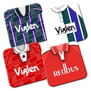 Charlton Retro Shirts Kits 4 Pack Of Coasters Great Gift Football Gifts