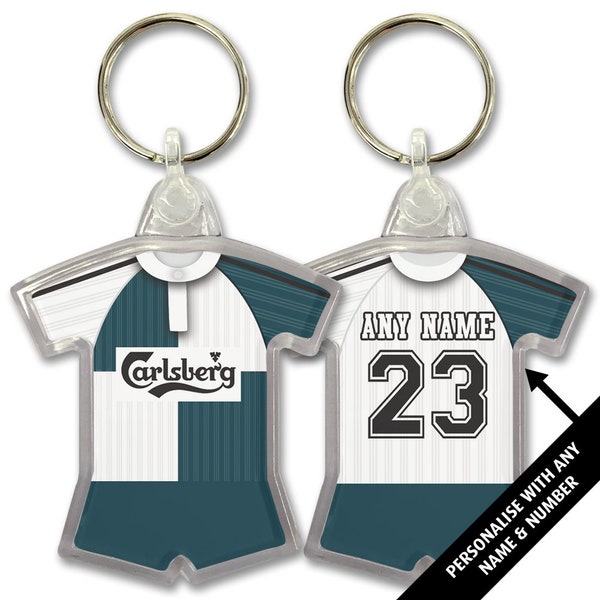 Liverpool Away 1995 Retro Shirt Kit Personalised Keyring Key Ring Key Chain Great Christmas Gift Add Any Name & Number