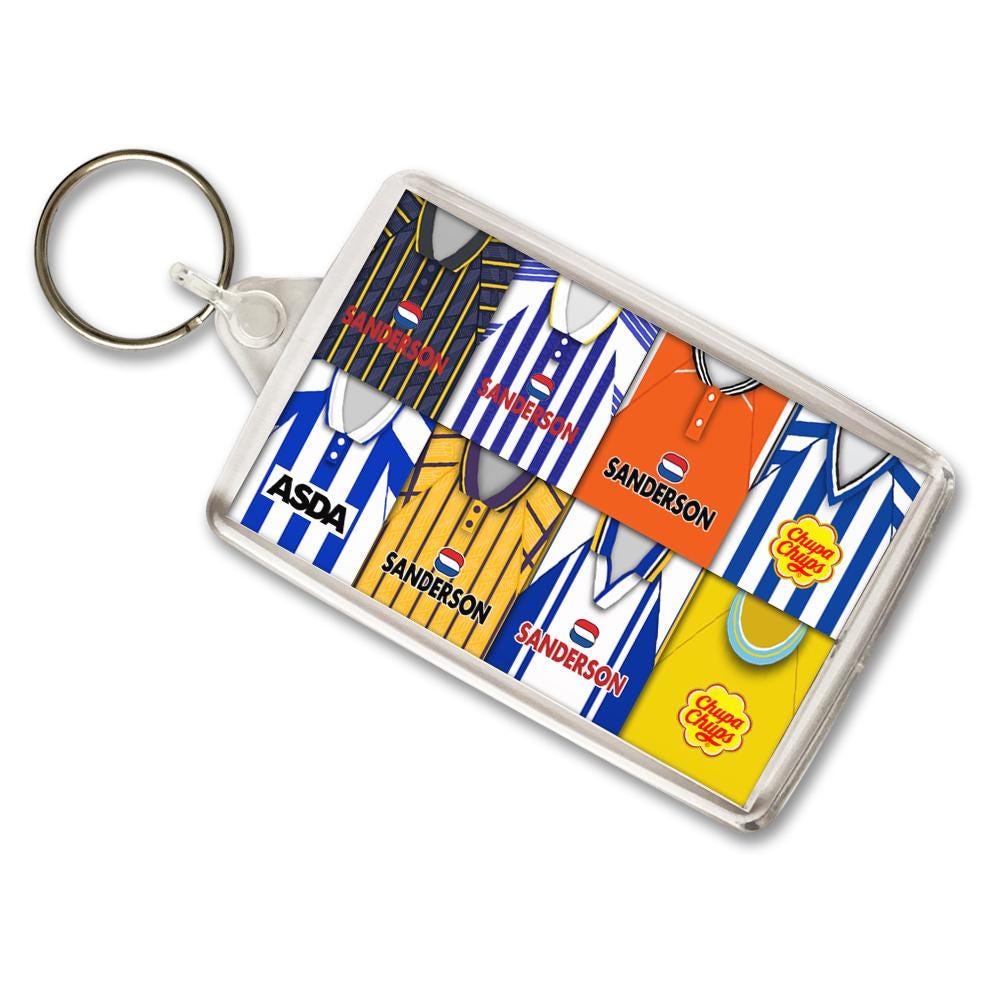 Sheffield Wednesday Retro Shirt Montage Keyring | Standard Keyring Key ...