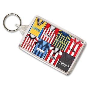 Brentford Retro Shirt Montage Keyring | Standard Keyring Key Ring Key Chain | Christmas Gift Stocking filler For Bees Fans |