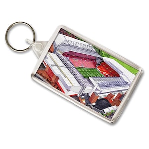 Liverpool Around The Grounds Anfield Stadium Water Colour Keyring | Key Ring Key Chain | Christmas Gift Stocking Filler For Fans