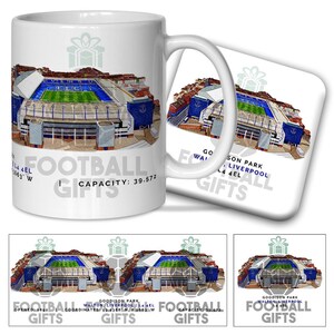 Everton Around The Grounds Goodison Park Water Colour Mug & Coaster Set Quality Mug Great Christmas Gift Toffees Unofficial