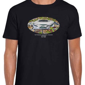 Spurs Around The Grounds Tottenham Hotspur Stadium Water Colour Black T-Shirt | Great Spurs Fans Gift | Adults & Kids Sizes | Football Gifts