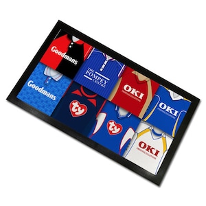 Portsmouth Classic Shirts Retro Home & Away Shirts Kit Montage Bar Runner Great Christmas Gift Printed In The UK Football Gifts