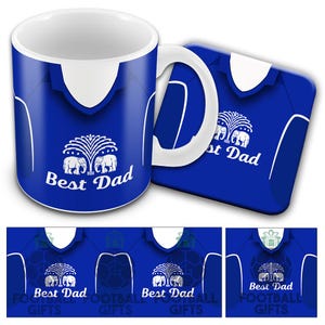 Best Dad | Everton Retro Fathers Day Mug And Coaster Set | Home 2005 Shirt | Great Gift For Toffees Supporting Dads | Printed In The UK