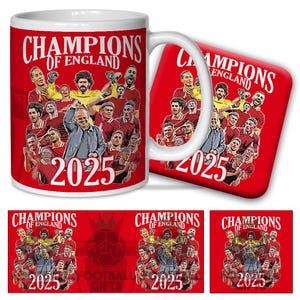 Liverpool Champions Of England 2025 Mug & Coaster Set Design Choices Quality Liverpool Champions 2025 Great Gift Set For Fans Football Gifts