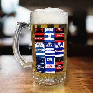 QPR Retro Shirt Montage Beer Glass Classic Kits Fans Top Quality Gift 16oz QPR Retro Shirts Beer Stein Cup