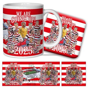 Doncaster Rovers We are Going Up Promoted 2024-25 Mug & Coaster Set Doncaster Promotion 2025 Great Donny Gift Set For Fans Football Gifts