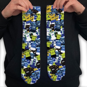 Wigan Athletic Retro Shirt Classic Kits Mash Up bedruckte Socken Großes Weihnachtsgeschenk für Wigan Athletic Fans inoffiziell
