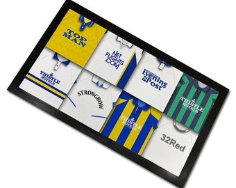 Leeds United Classic Shirts Retro Home & Away Shirts Kit Montage Bar Runner Great Christmas Gift Printed In The UK Football Gifts