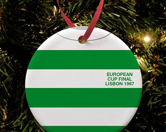 Celtic 1967 Retro Home Shirt Kit Christmas Tree Decoration Bauble Flat Ceramic Great Christmas Gift