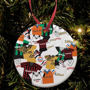 Swansea Kit Mash Retro Shirt Kit Christmas Tree Decoration Bauble Flat Ceramic Great Christmas Gift Football Gifts Printed In The UK