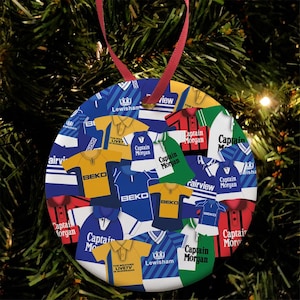 Millwall Kit Mash Retro Shirt Kit Christmas Tree Decoration Bauble Flat Ceramic Great Christmas Gift Football Gifts Printed In The UK