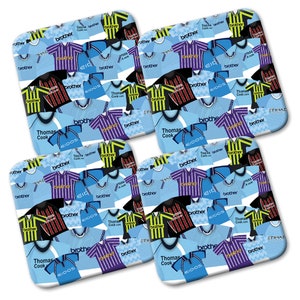 City Retro Shirt Kits Mash Pack Of 4 Coasters Great Gift For Cityzens Fans Manchester Man Etc Football Gifts