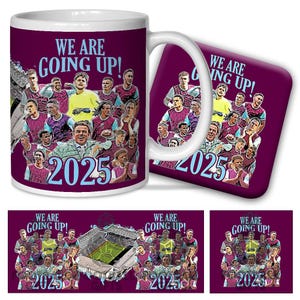 Burnley Promoted 2024-25 Mug & Coaster Set Top Quality Burnley Promotion 2025 Great Burnley Gift Set For Fans Football Gifts