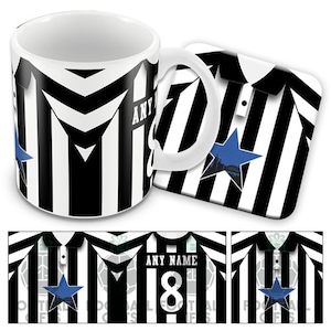 Newcastle Utd 1993 Retro Home Shirt Kit Personalised Mug Cup And Coaster Set Great Christmas Gift Add Any Name & Number