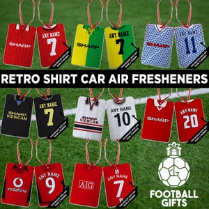 Utd Retro Shirt Kit Personalised Car Air Freshener | Choice Of Retro Kits |  | Add Any Name & Number Manchester Man