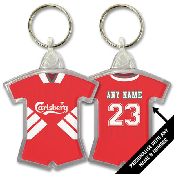 Liverpool 1993 Retro Home Shirt Kit Personalised Keyring Key Ring Key Chain Great Christmas Gift Add Any Name & Number