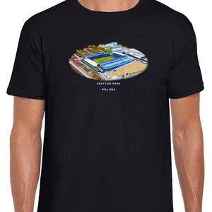 Portsmouth Around The Grounds Fratton Park Water Colour Black T-Shirt | Great Gift For Pompey Fans | Adults & Kids Sizes | Football Gifts