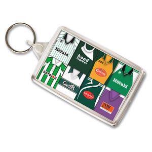 Plymouth Argyle Retro Shirt Montage Keyring | Standard Keyring Key Ring Key Chain | Christmas Gift Stocking filler For Plymouth Fans |