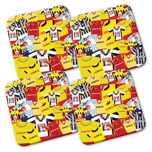 Watford Retro Shirt Kits Mash Pack Of 4 Coasters Great Gift For Hornets Fans Football Gifts