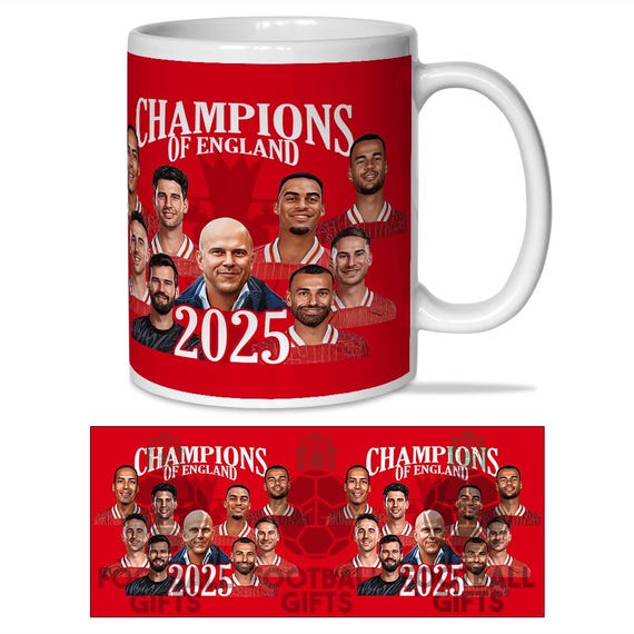 Liverpool Champions of England 2025 Portraits Design Mug Cup Top