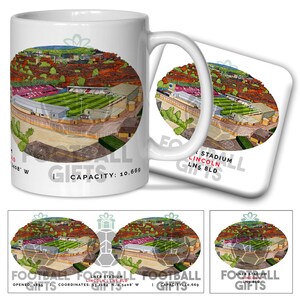 Lincoln City Around The Grounds LNER Stadium Water Colour Mug & Coaster Set Quality Mug Great Christmas Gift Unofficial