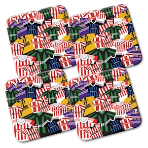 Stoke Retro Shirt Kits Mash Pack Of 4 Coasters Great Gift For Potters Fans Football Gifts