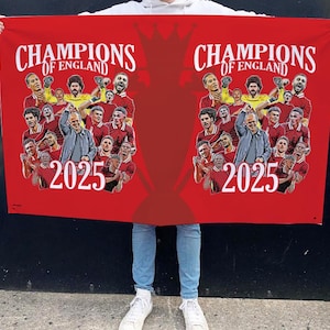 Liverpool Champions Of England 2025 Football Flag High Quality 5ft x 3ft Liverpool Flag For Liverpool Fans Man Cave Classic Kits