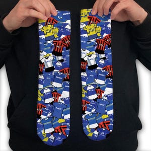 Everton Retro Shirt Classic Kits Mash Up bedruckte Socken Großes Weihnachtsgeschenk Everton inoffizielle