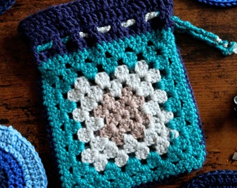 Grand-mère pochette carrée au crochet 100% coton