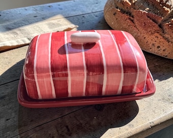 Handmade & hand painted cottagecore butter dish