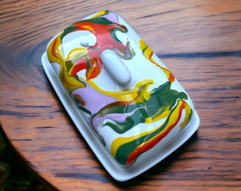 Beautiful splash of colours Butter Dish